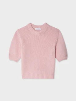 Hot White + Warren cashmere puff sleeve crewneck Primrose