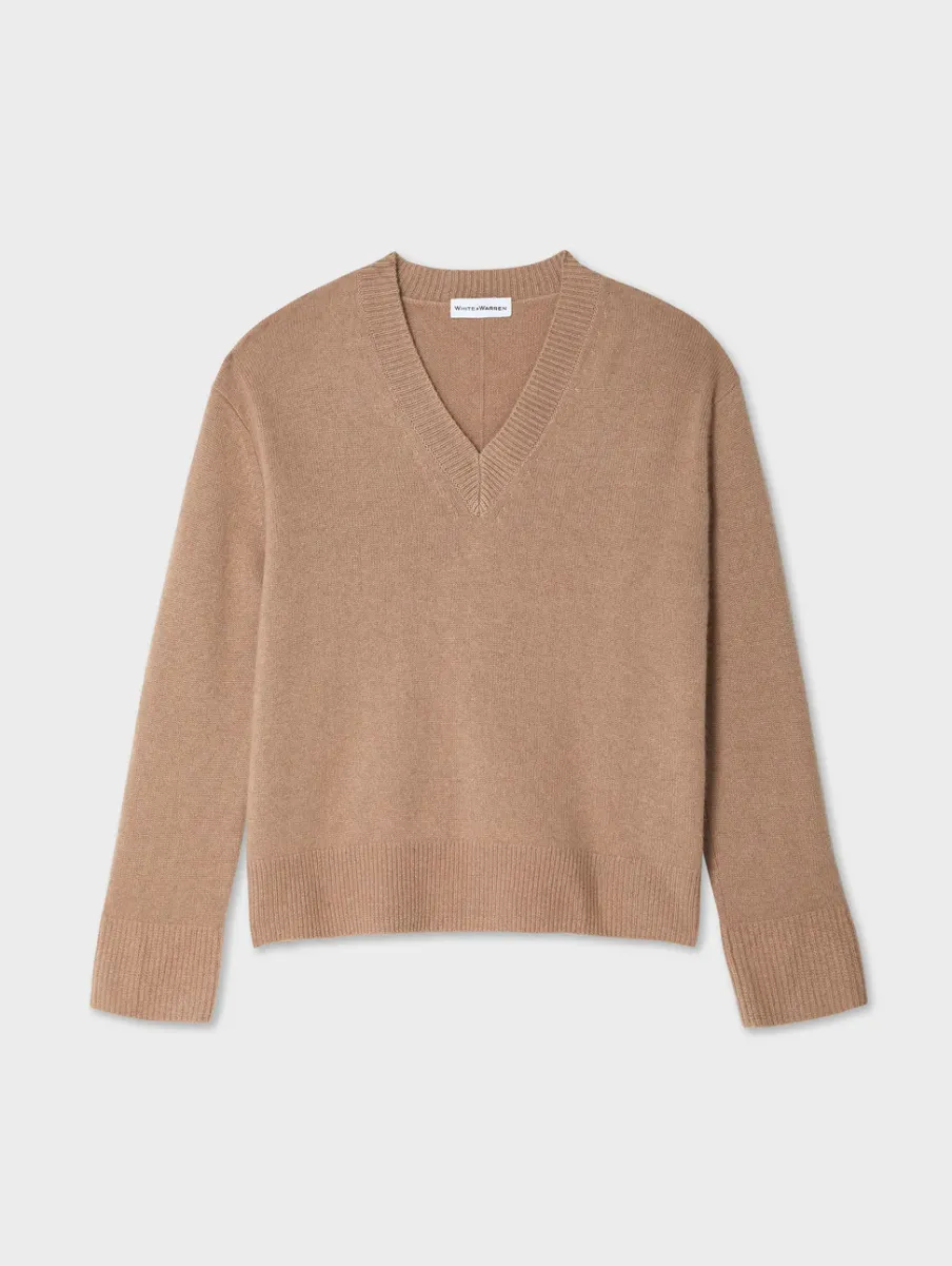 Best White + Warren cashmere relaxed v neck TrueCamel