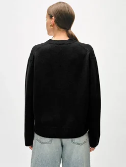 Discount White + Warren cashmere relaxed v neck Black