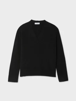 Discount White + Warren cashmere relaxed v neck Black