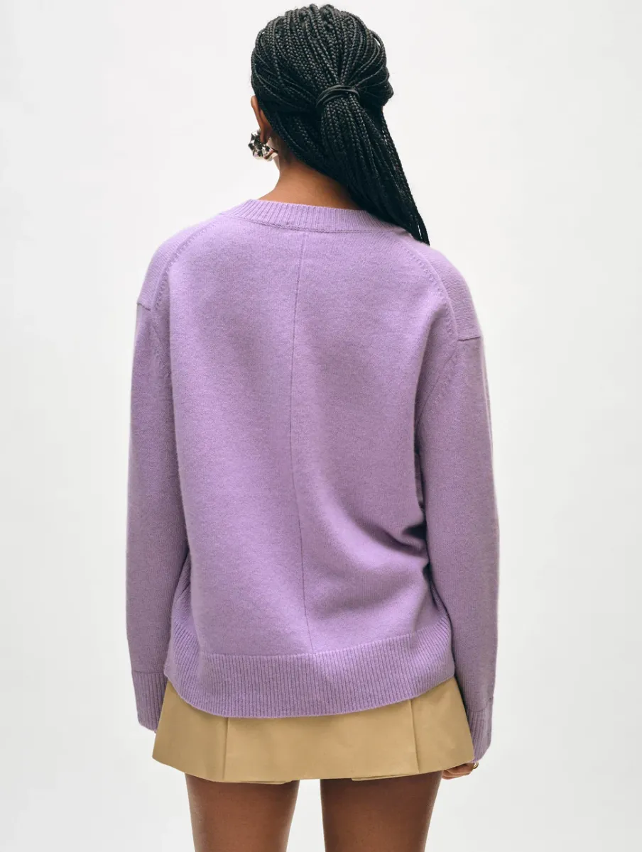 Best White + Warren cashmere relaxed v neck PurpleHaze