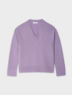 Best White + Warren cashmere relaxed v neck PurpleHaze