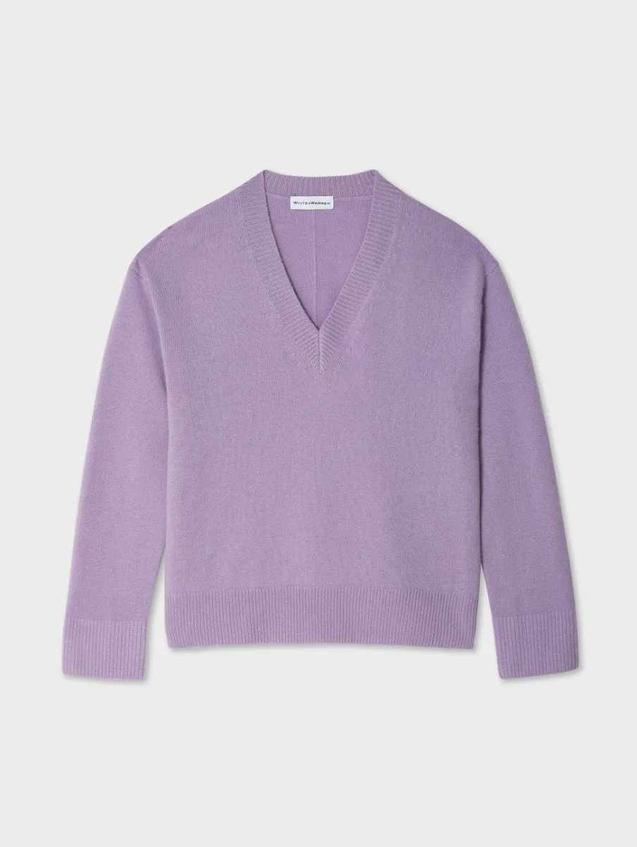 Best White + Warren cashmere relaxed v neck PurpleHaze