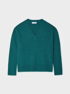 Online White + Warren cashmere relaxed v neck JadeHeather