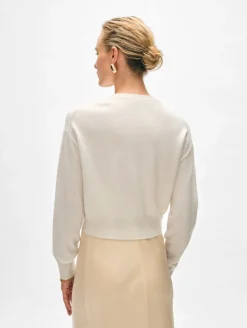 Outlet White + Warren cashmere rhinestone button cardigan SoftWhite