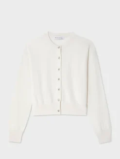 Outlet White + Warren cashmere rhinestone button cardigan SoftWhite