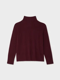 New White + Warren cashmere rib trim standneck Sangria