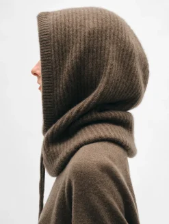 Clearance White + Warren cashmere ribbed balaclava RussetBrown