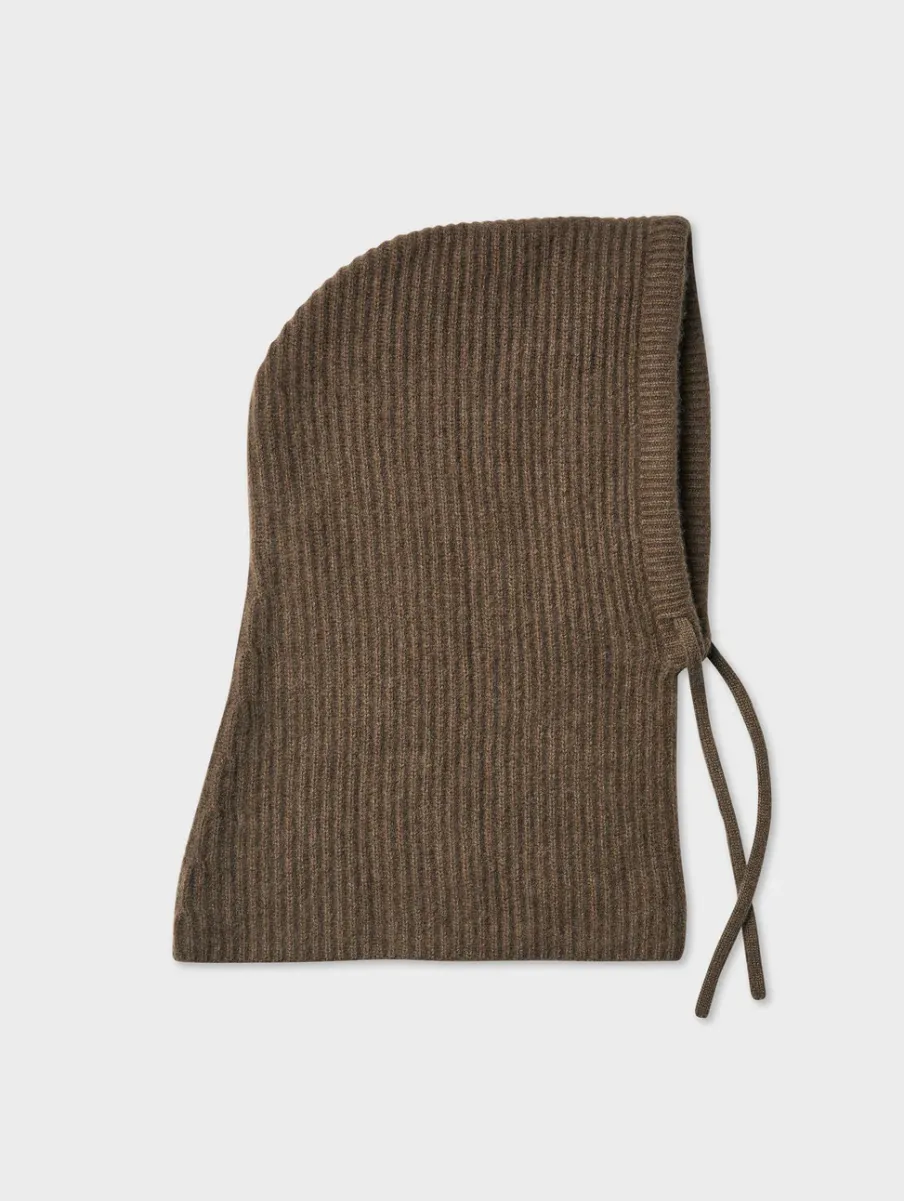 Clearance White + Warren cashmere ribbed balaclava RussetBrown