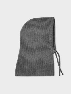 Online White + Warren cashmere ribbed balaclava GraphiteHeather