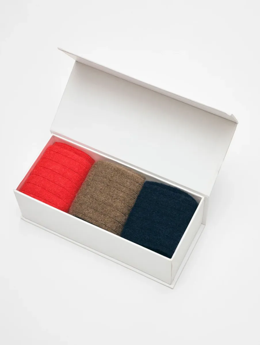 Hot White + Warren cashmere ribbed sock pack Multi