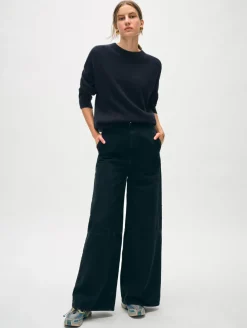 Sale White + Warren cashmere saddle sleeve crewneck DeepNavy
