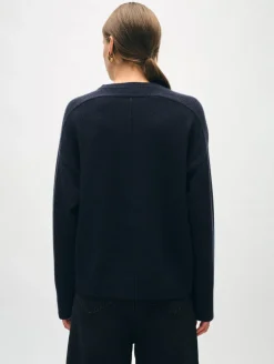 Sale White + Warren cashmere saddle sleeve crewneck DeepNavy