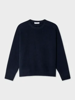 Sale White + Warren cashmere saddle sleeve crewneck DeepNavy