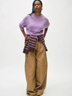 Online White + Warren cashmere saddle sleeve crewneck PurpleHaze