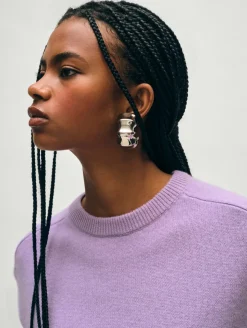 Online White + Warren cashmere saddle sleeve crewneck PurpleHaze