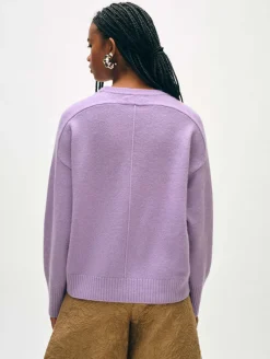 Online White + Warren cashmere saddle sleeve crewneck PurpleHaze