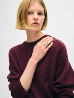Outlet White + Warren cashmere saddle sleeve crewneck Sangria