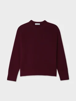 Outlet White + Warren cashmere saddle sleeve crewneck Sangria