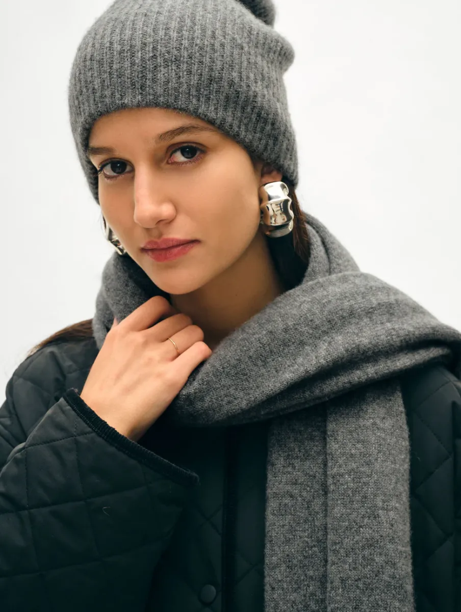 New White + Warren cashmere scarf GraphiteHeather