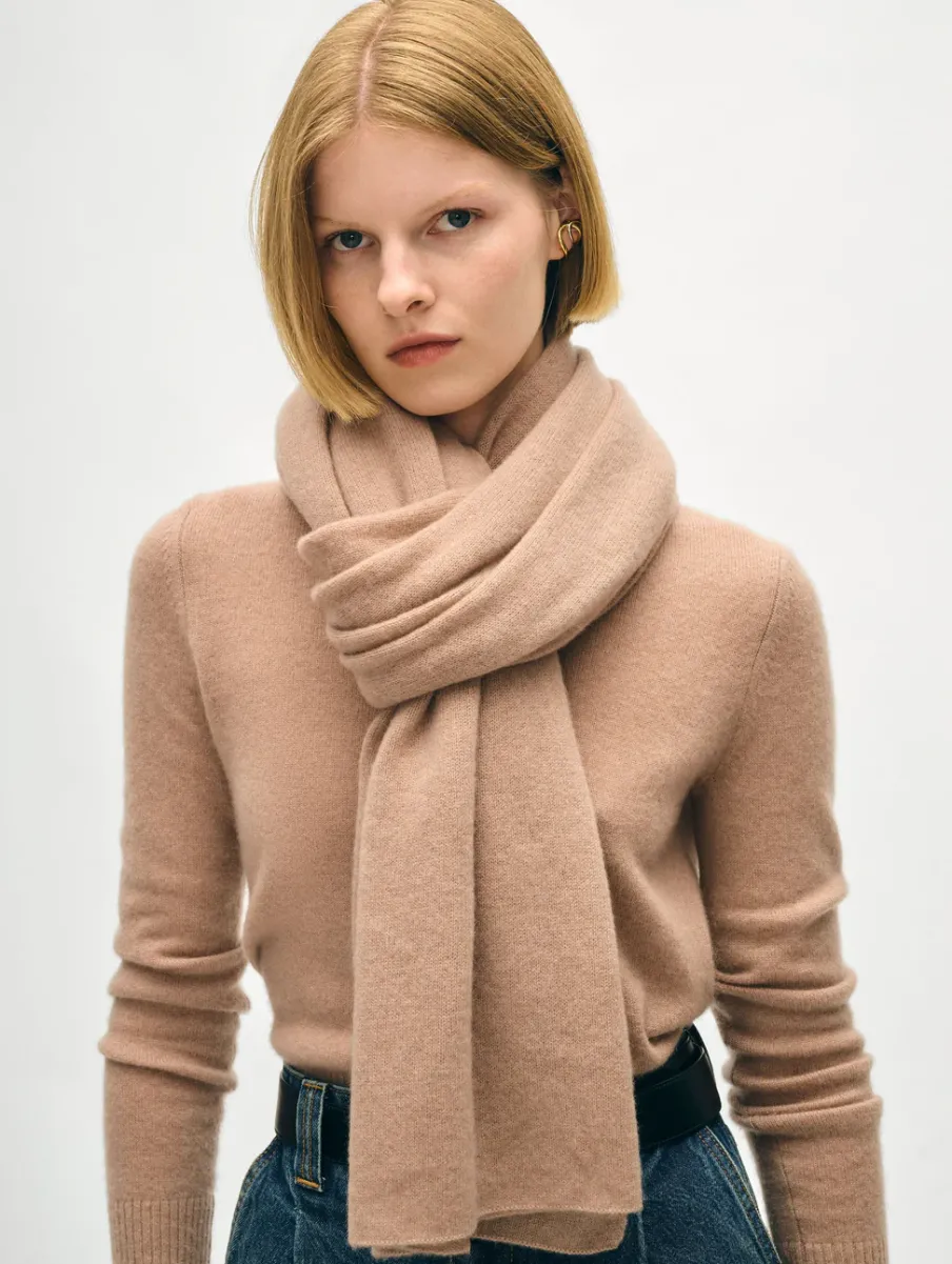 Outlet White + Warren cashmere scarf TrueCamel