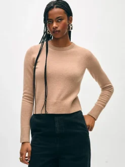Hot White + Warren cashmere shrunken crewneck TrueCamel