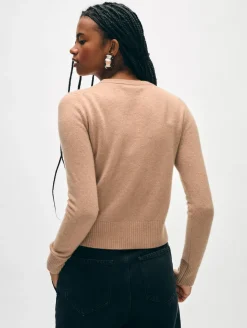 Hot White + Warren cashmere shrunken crewneck TrueCamel