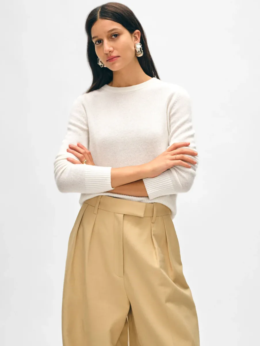 Discount White + Warren cashmere shrunken crewneck SoftWhite