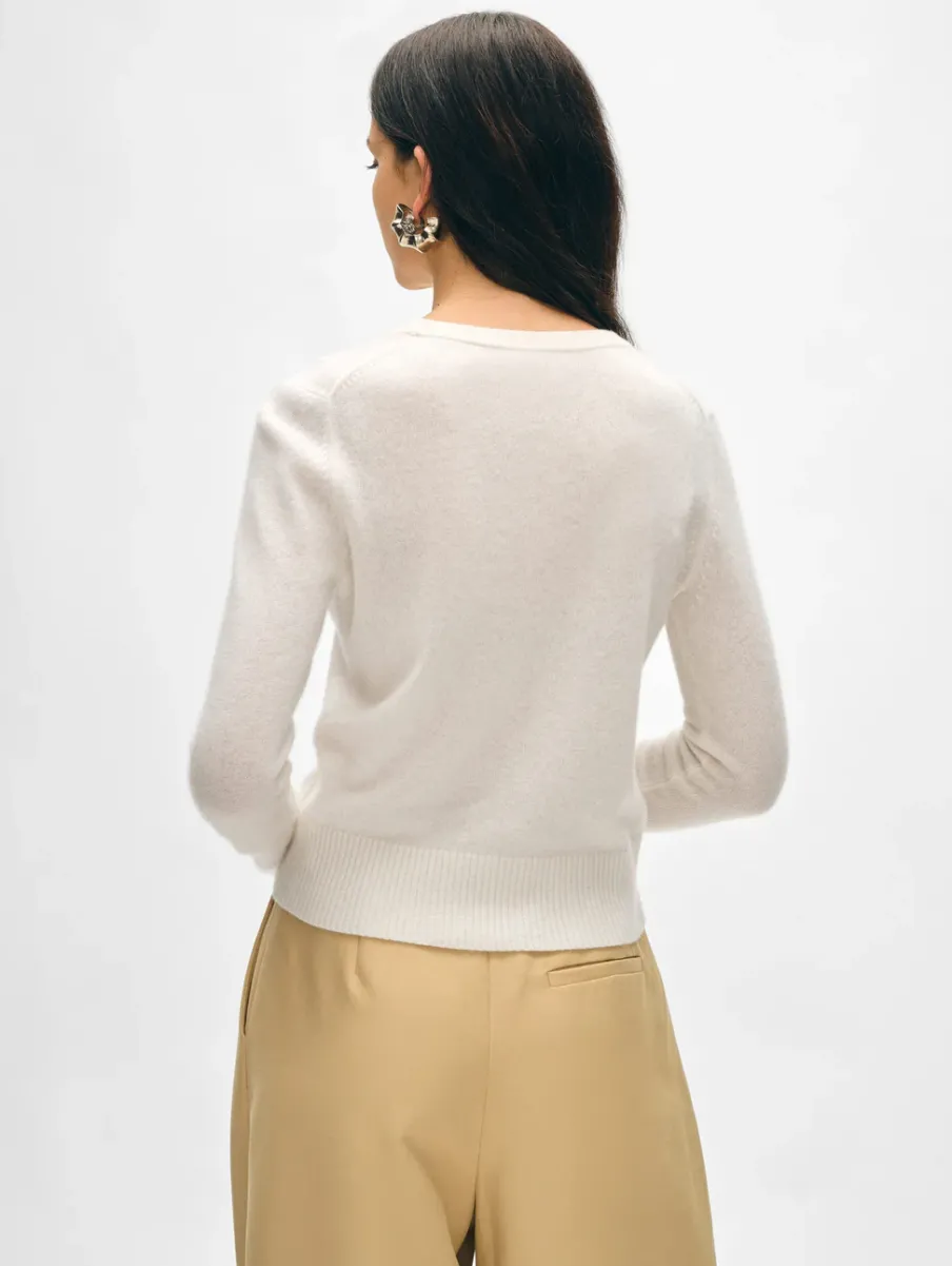 Discount White + Warren cashmere shrunken crewneck SoftWhite