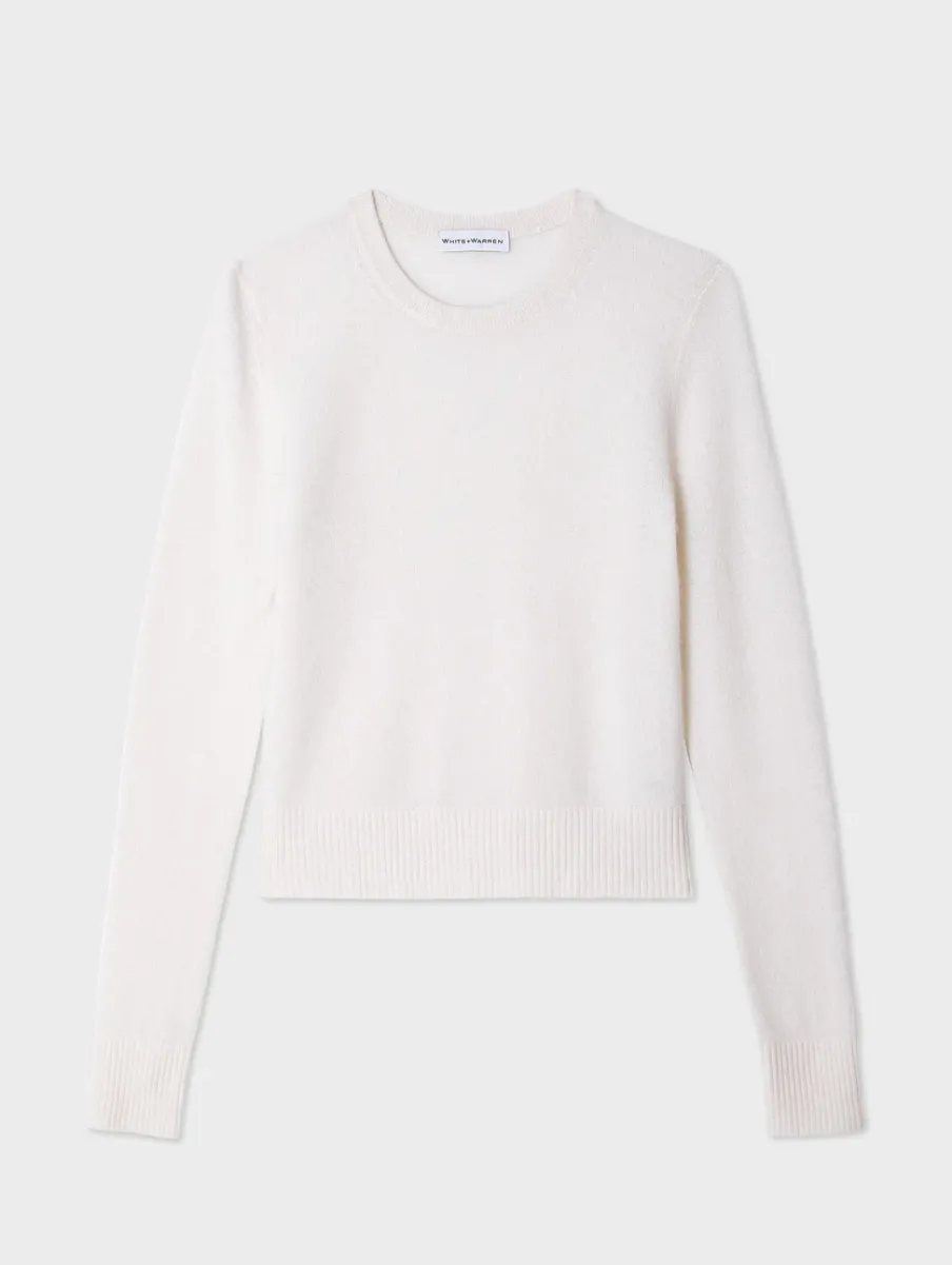 Discount White + Warren cashmere shrunken crewneck SoftWhite