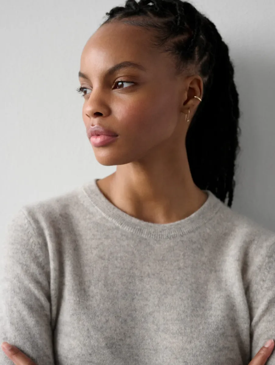 Sale White + Warren cashmere shrunken crewneck MistyGreyHeather