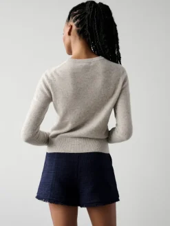 Sale White + Warren cashmere shrunken crewneck MistyGreyHeather
