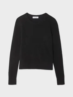 Discount White + Warren cashmere shrunken crewneck Black