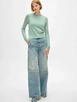 New White + Warren cashmere shrunken crewneck Spearmint