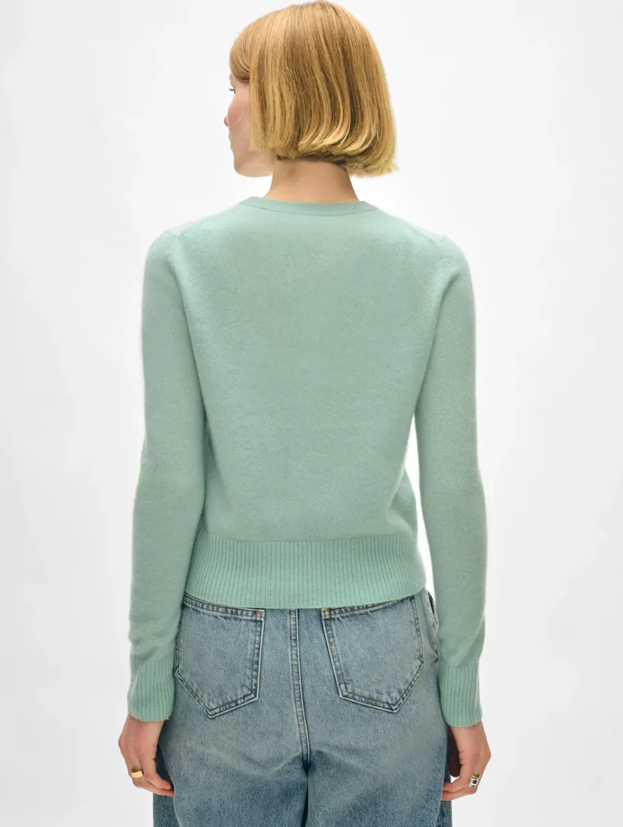 New White + Warren cashmere shrunken crewneck Spearmint