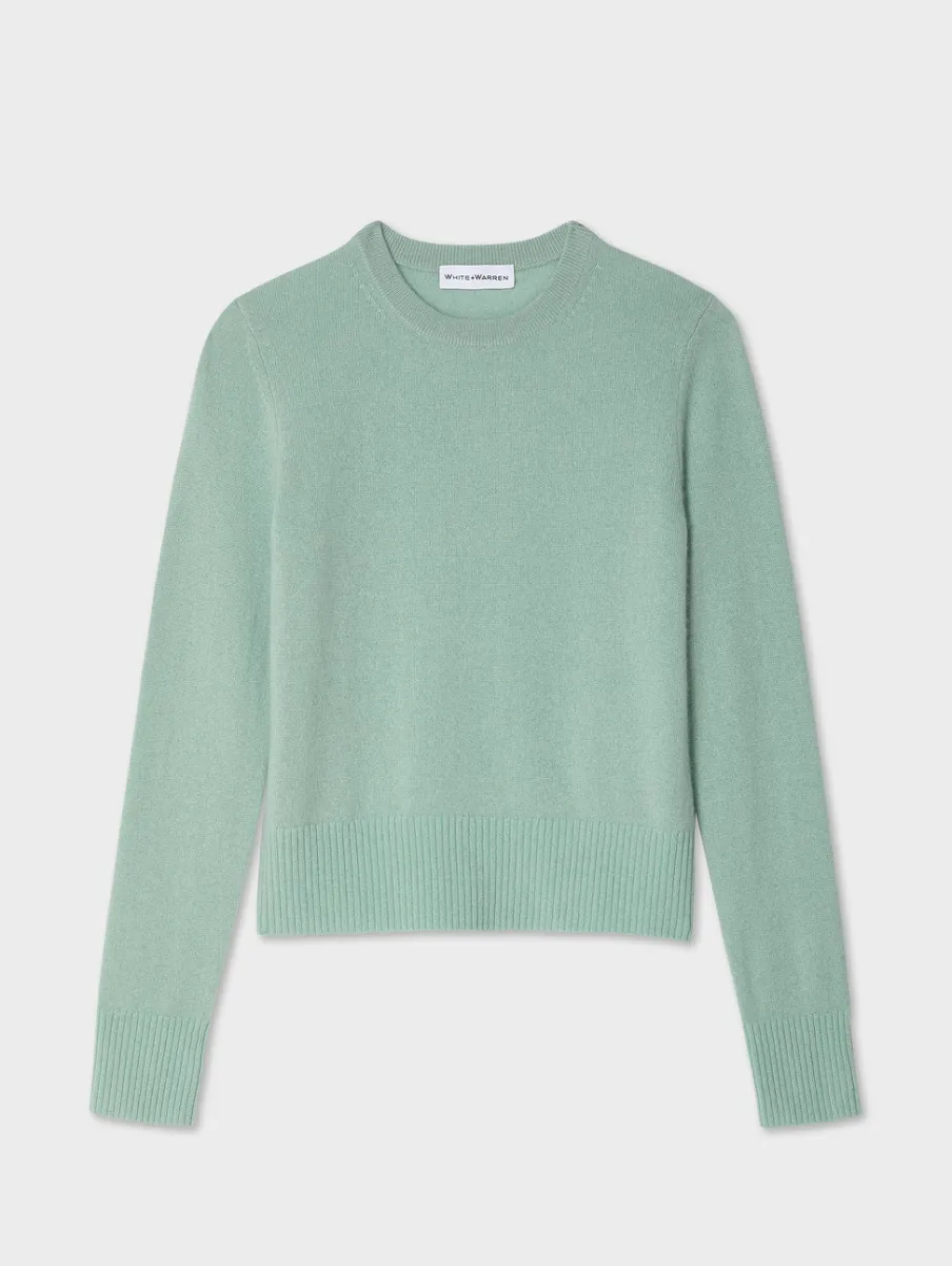 New White + Warren cashmere shrunken crewneck Spearmint
