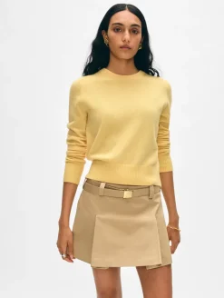 Online White + Warren cashmere shrunken crewneck YellowMimosa