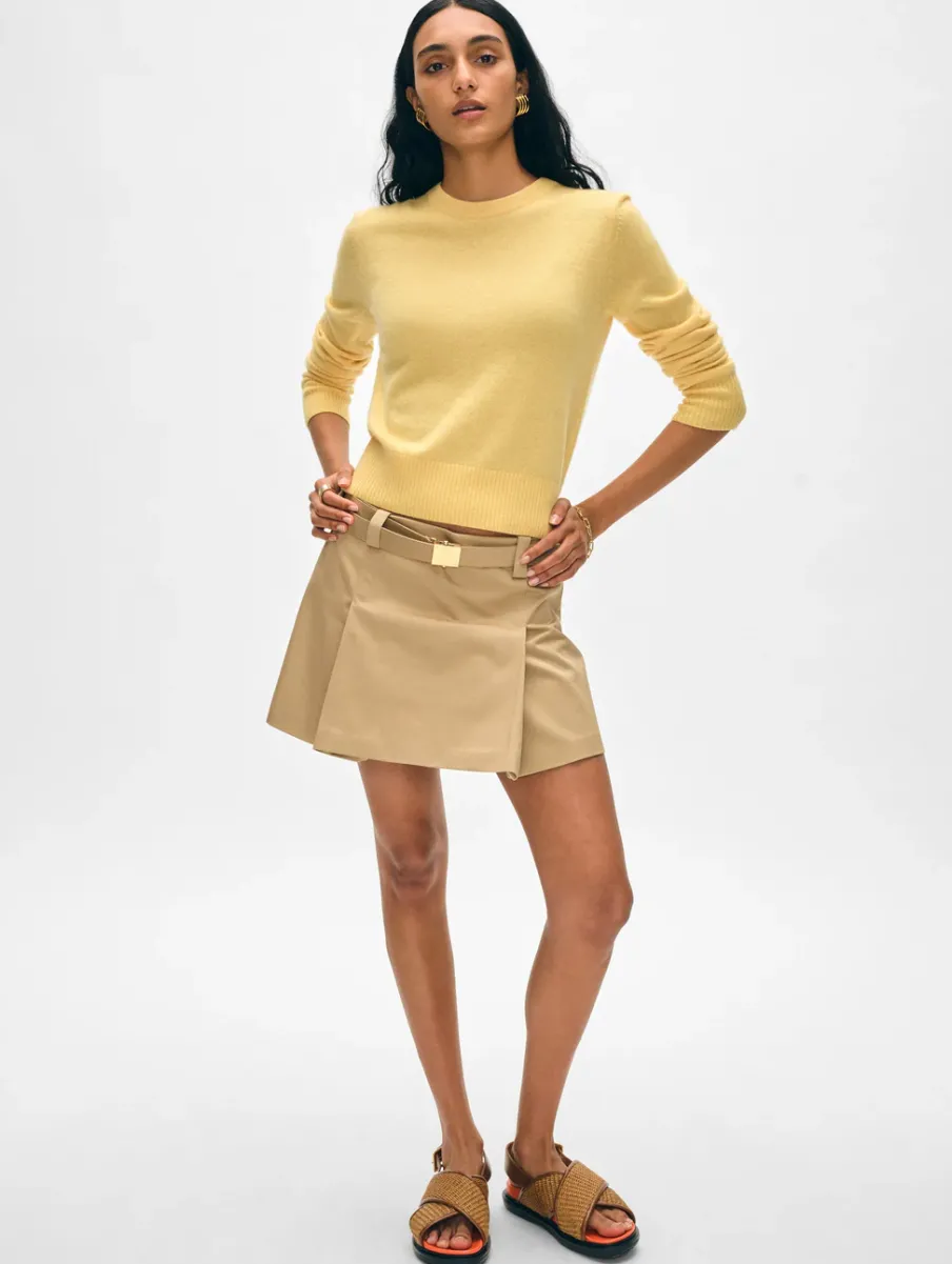 Online White + Warren cashmere shrunken crewneck YellowMimosa