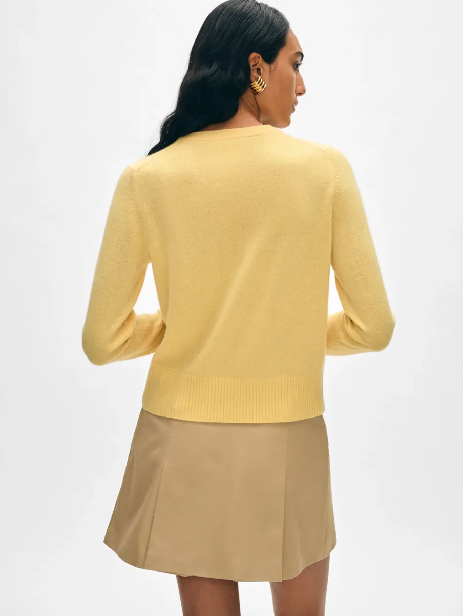 Online White + Warren cashmere shrunken crewneck YellowMimosa