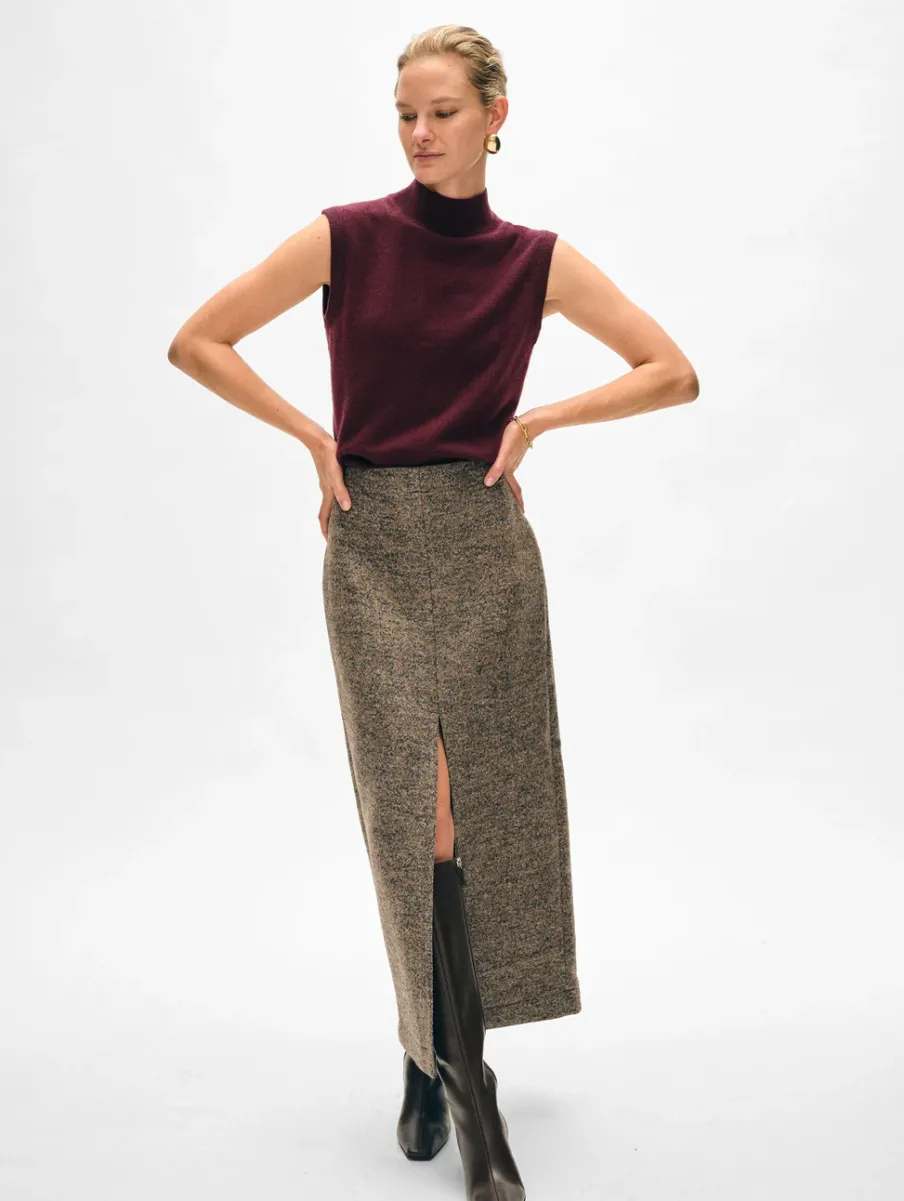 New White + Warren cashmere sleeveless mockneck Sangria