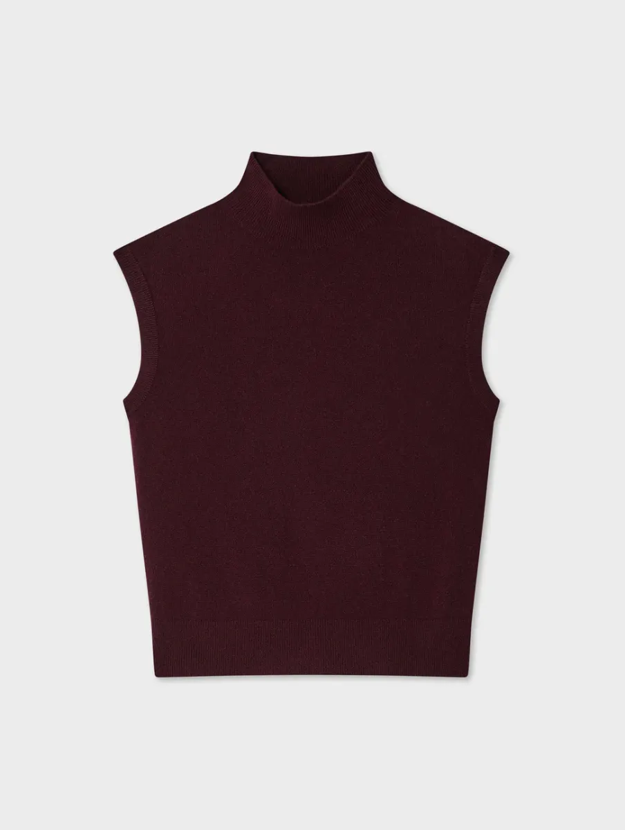 New White + Warren cashmere sleeveless mockneck Sangria