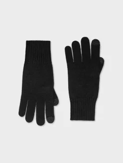 Fashion White + Warren cashmere texting gloves Black