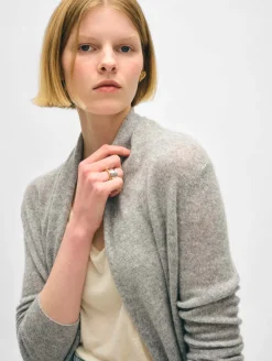 Discount White + Warren cashmere trapeze cardigan GreyHeather