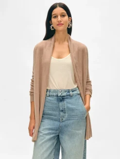 Hot White + Warren cashmere trapeze cardigan TrueCamel