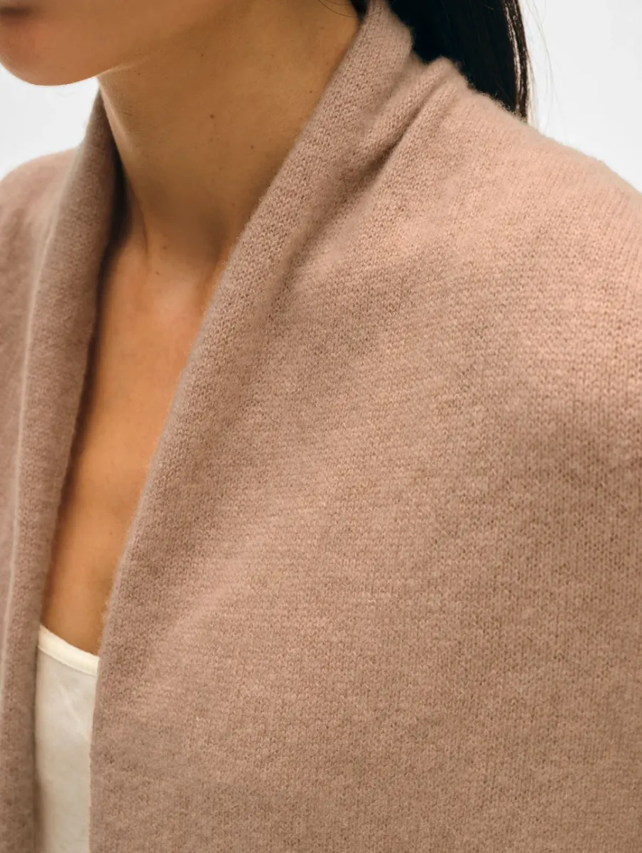 Hot White + Warren cashmere trapeze cardigan TrueCamel