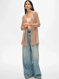 Hot White + Warren cashmere trapeze cardigan TrueCamel