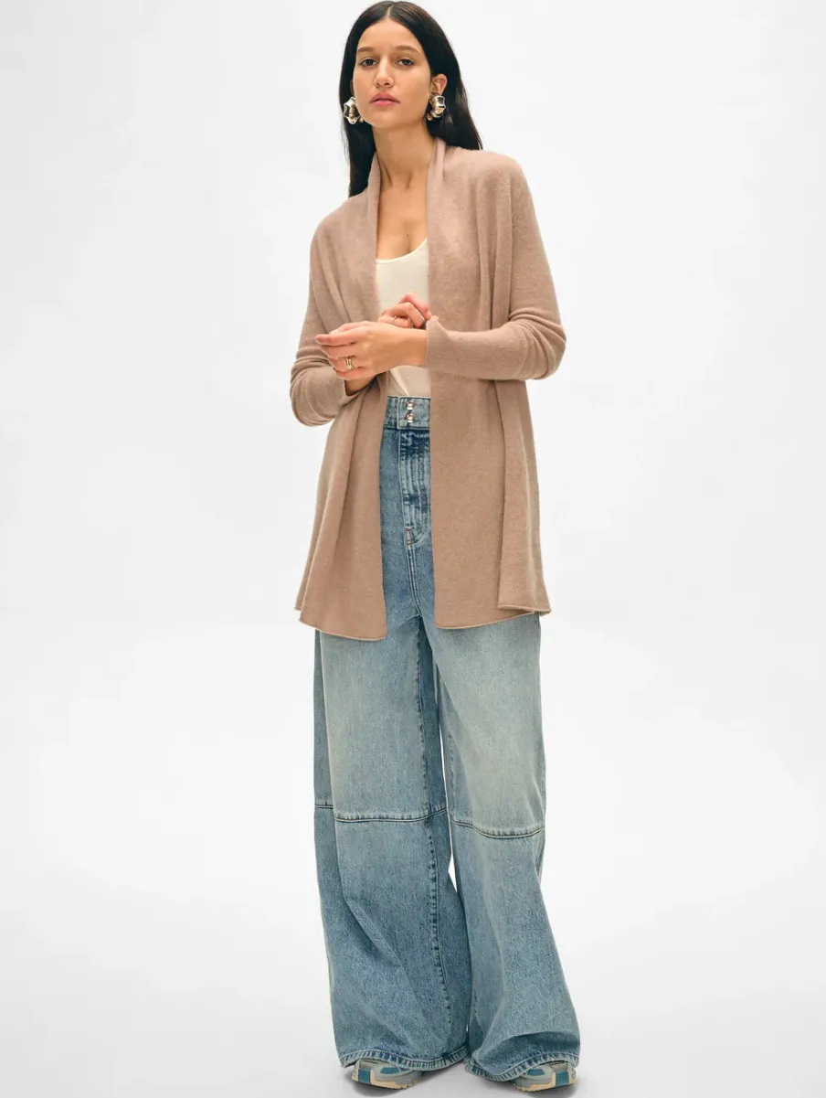 Hot White + Warren cashmere trapeze cardigan TrueCamel