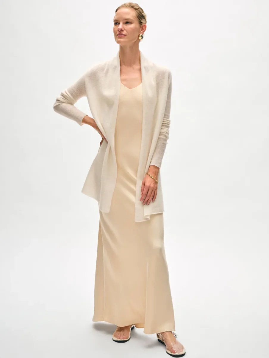 Hot White + Warren cashmere trapeze cardigan SoftWhite