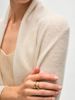 Hot White + Warren cashmere trapeze cardigan SoftWhite