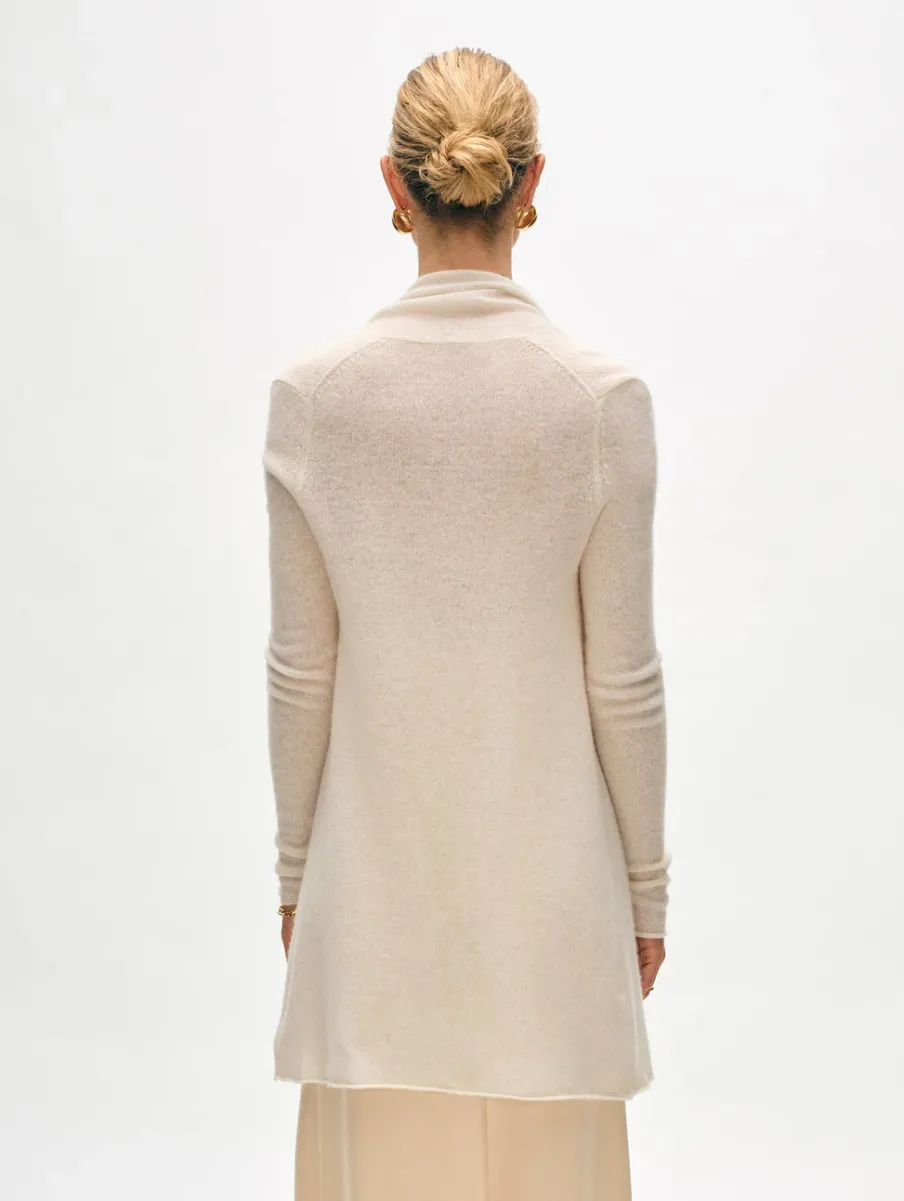 Hot White + Warren cashmere trapeze cardigan SoftWhite